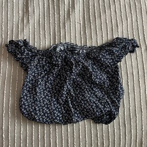 Navy Floral Off the Shoulder Brandy Top